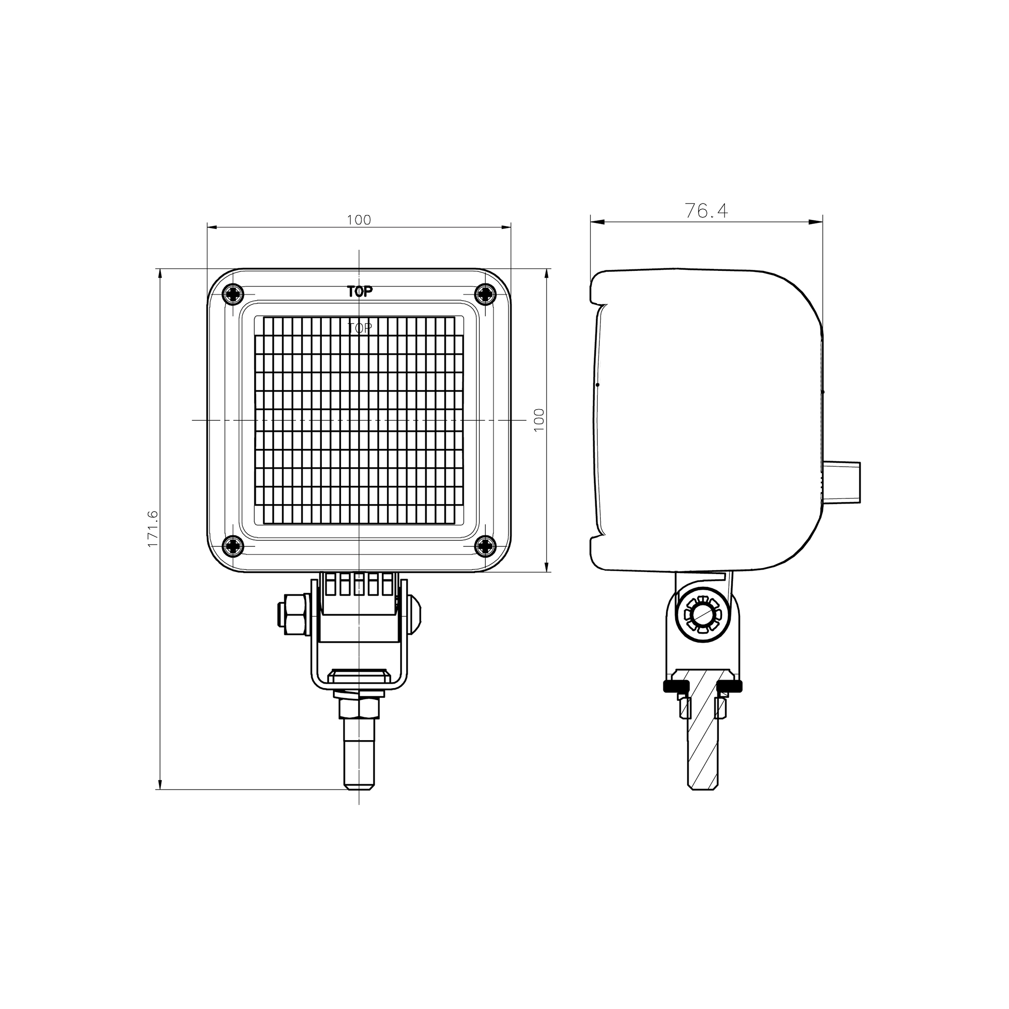 RCV9598 TruckMaster Square Flood Work Light tech diagram